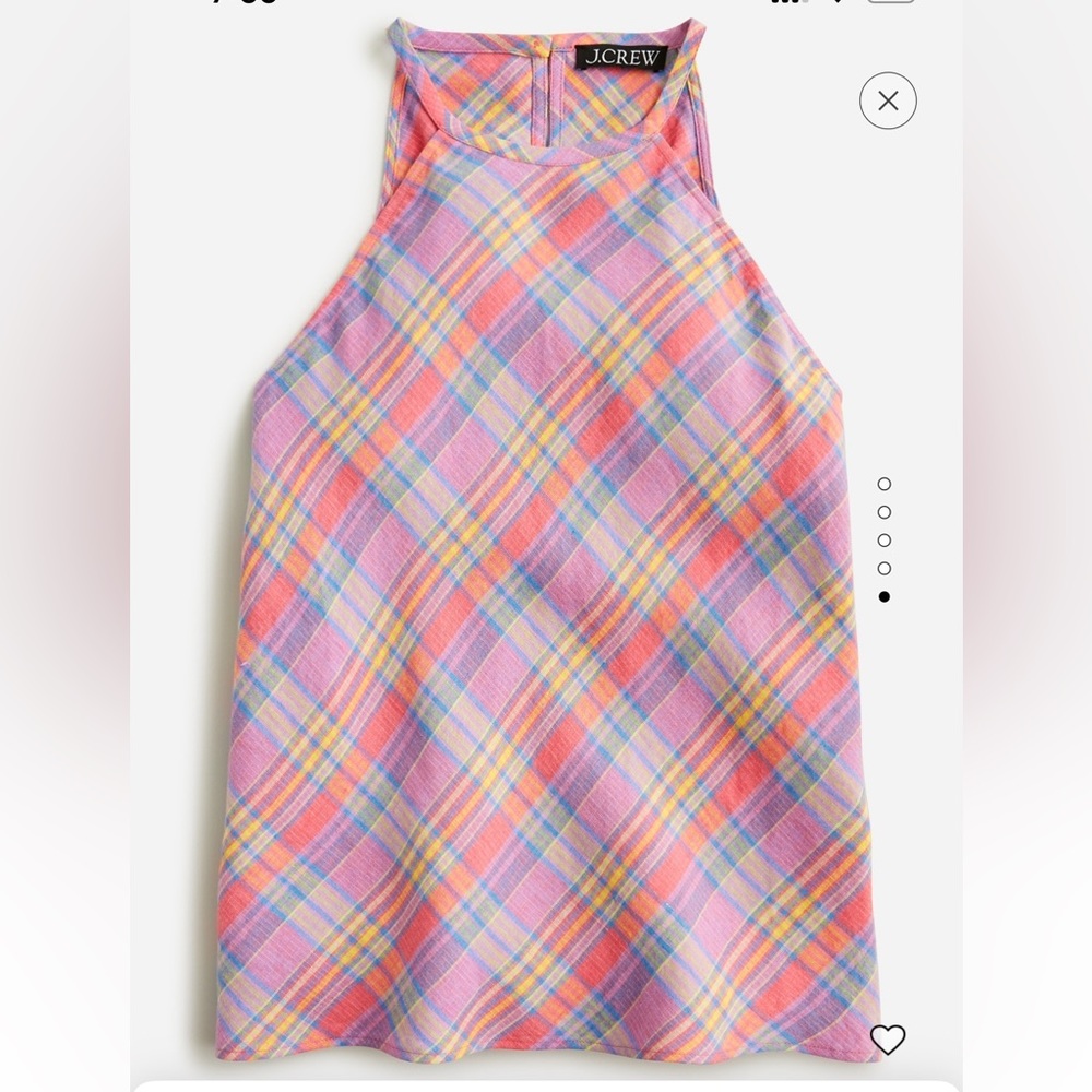 NWT J. Crew Amber Linen Top in Sunset Linen Plaid Sz XL MSRP $79.50